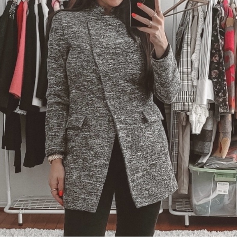 Zara tweed gray jacket blazer